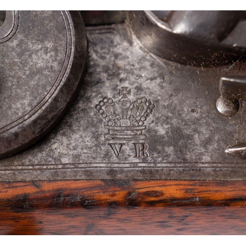 636 - A Victorian flintlock Yeomanry Pistol  engraved for the Queens Own Regiment Yeomanry Cavalry (Dorset... 