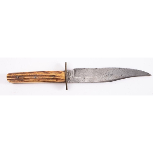 675A - A late 19th century English Bowie knife,maker Jonathan Crookes Sheffield, The blade stamped as per t... 