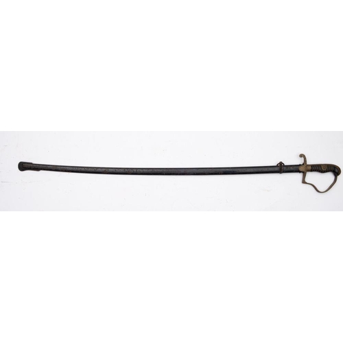 680 - A Third Reich Period Army Officer's sword, maker Alsco, Solingen, the slightly curved single edge fu... 