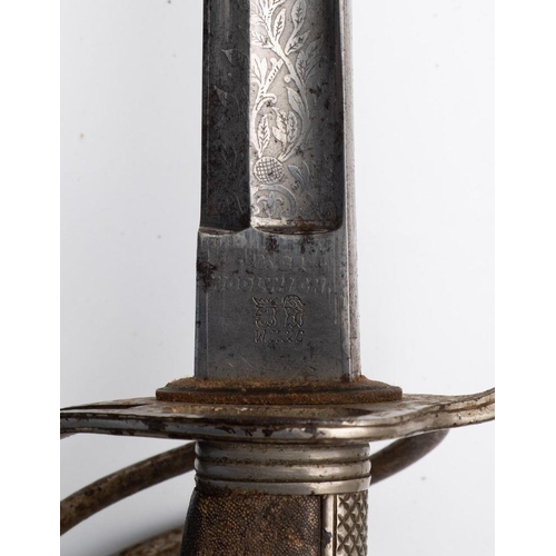 684 - An Edward VII Royal Artillery Officer's sword, maker WKC, Solingen, straight single-edged blade with... 