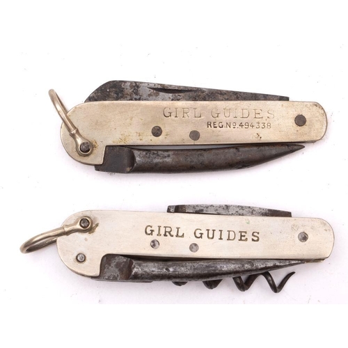 713 - Two mid 20th century Girl Guide pocket knives,  in the style of Royal Navy jack knives, both stamped... 