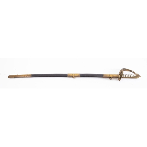 728 - A George V Royal Navy Regulation Pattern Officer's Sword, the slightly curved single edge fullered b... 