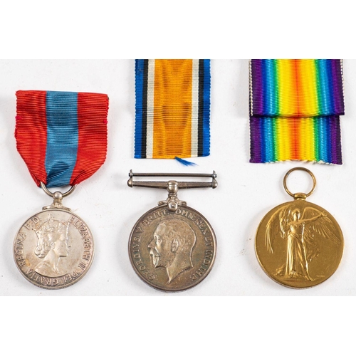 742 - A WWI trio to 'M2-226832 Pte A  R Kinner ASC': War Medal, Victory Medal and Elizabeth II Imperial Se... 