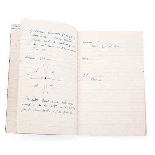 749 - A WWII Flying Boat  training notebook belonging to H S P Munro, containing manuscript notes on Navig... 