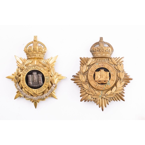 766 - The Devonshire Regiment Officer's Helmet plate circa 1908-1914' King's crown star pattern with laure... 