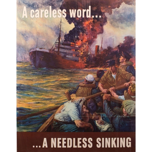 793 - An American WWII  period OWI Poster No. 24 'A careless word......A needless sinking': US Government ... 