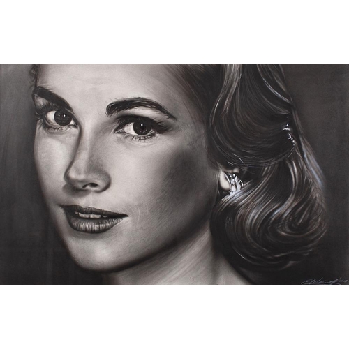 140 - Neil Williams (20th/ 21st Century) Grace Kelly Mixed Media including Pencil and Acrylic 74 x 49 cm S... 