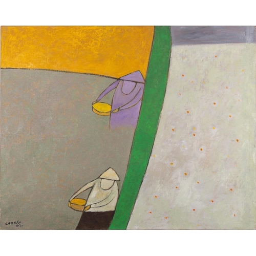 150 - Le Thiet Cuong (Vietnamese, b.1962) 'Daily Life' Acrylic on Canvas 100 x 80 cm Signed and dated '02 ... 