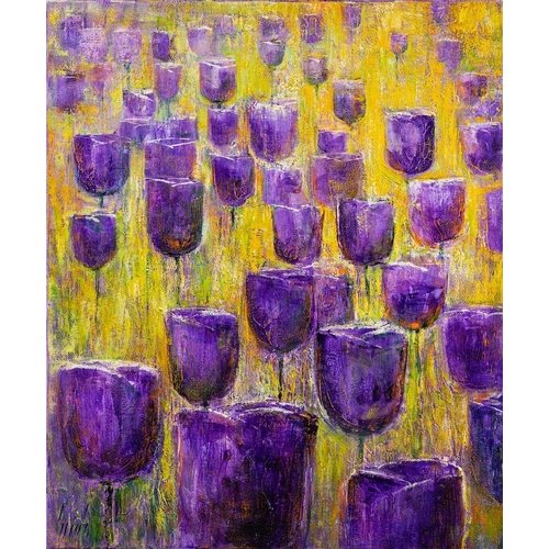 163 - Carl Scanes [British, b. 1964] Purple Tulips 2, 2004/ Delphiums 3, 2003 each signed and inscribed to... 