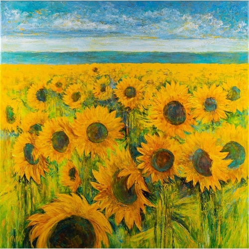 165 - Carl Scanes [British, b. 1964] Sunflowers, 2003 signed lower left and inscribed to reverse oil on ca... 
