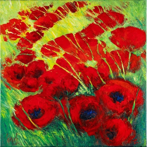 166 - Carl Scanes [British, b. 1964] Wild Poppies, 2003/ Landscape, 2002 signed lower left and inscribed t... 