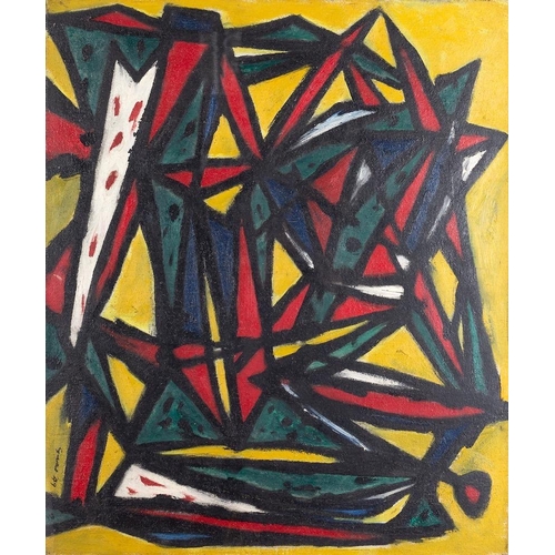 169 - *William Gear (Scottish, 1915-1997) Abstract Landscape with Red and Green Acrylic on Canvas 52 x 63c... 