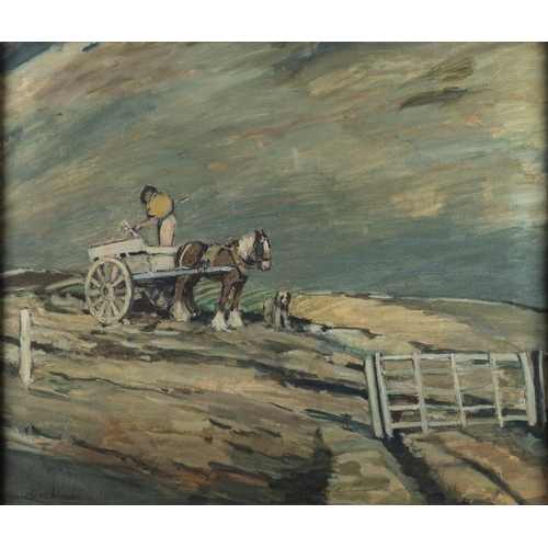 385 - Alice Kiddier (20th century school) Waiting signed lower left, further inscribed verso oil on canvas... 