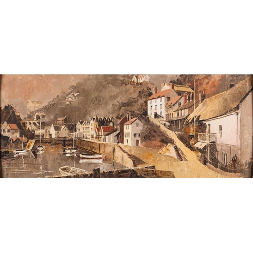 391 - Harley Crossley (1936-2013) Lynmouth Harbour, and another harbour scene; a near pair each signed and... 