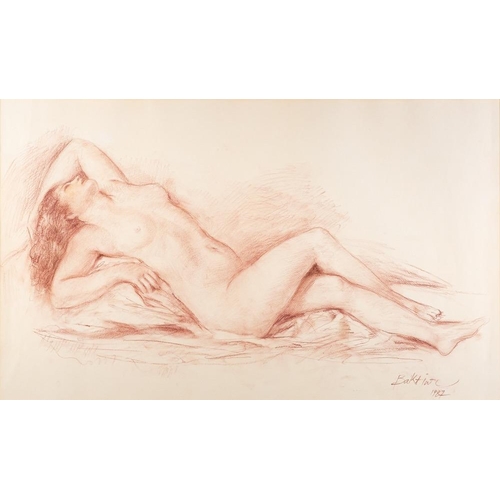 395 - Attributed to Bahktiar Umataliev (British, 20th Century) Reclining Female Nude Crayon on Paper 67 x ... 