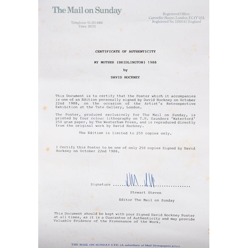 398 - *David Hockney (British, b. 1937) My Mother (Bridlington), (1988) signed to lower margin limited edi... 