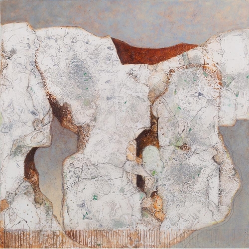 401 - Paul Jones (British, 20th Century) Landmark II Acrylic and Mixed Media on Board 36 x 36 cm Unsigned