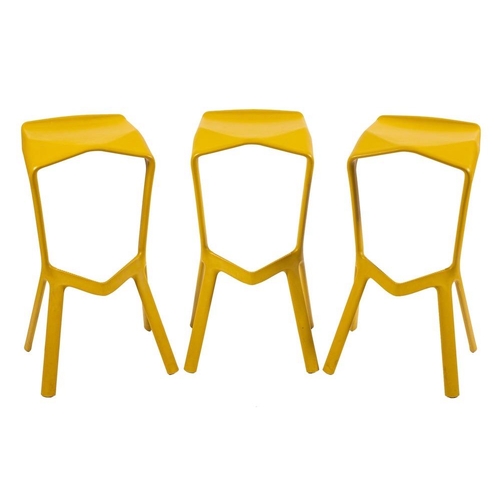 424 - A set of three contemporary Miura green plastic bar stools, designed by Konstantin Grcic for Plank; ... 