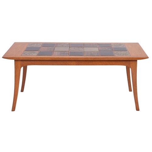 428 - An oak and ceramic tile topped coffee table, thought to be by Robin Nance of St Ives, circa 1960s; t... 