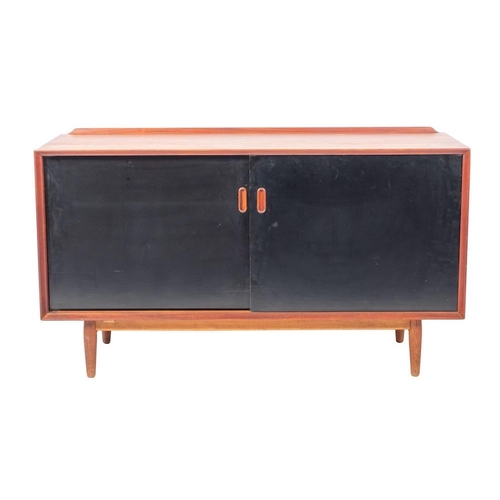 435 - A teak sideboard, by Sibast Furniture, circa 1960s; with maker's plaque; the top with raised back, a... 
