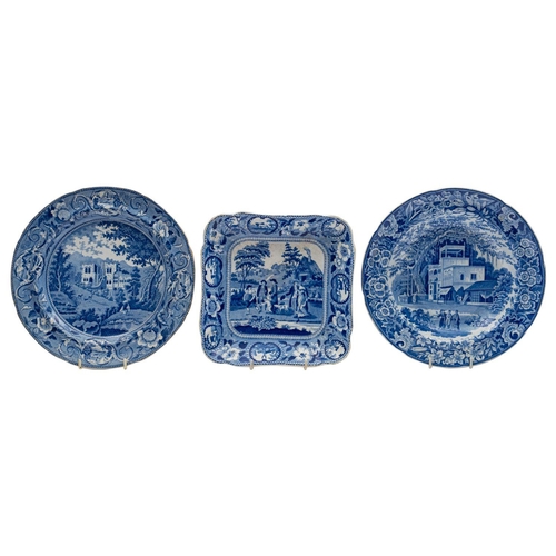 137 - Three blue and white transfer decorated plates, an Oriental Scenery plate, a Beemaster plate and a R... 