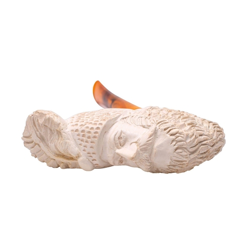 286 - A Meerschaum figural pipe modelled as a bearded man wearing a turban, 20th century, with simulated t... 