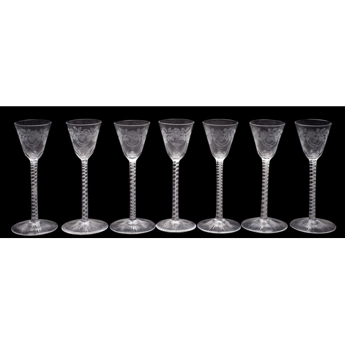 34 - A mixed group of drinking glasses, comprising an opaque twist wine glass [chips to foot rim], anothe... 