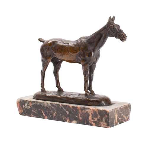 369 - Gaston d'Illiers [1876-1932] A French bronze study of a horse on mound base, signed and titled 'Cali... 