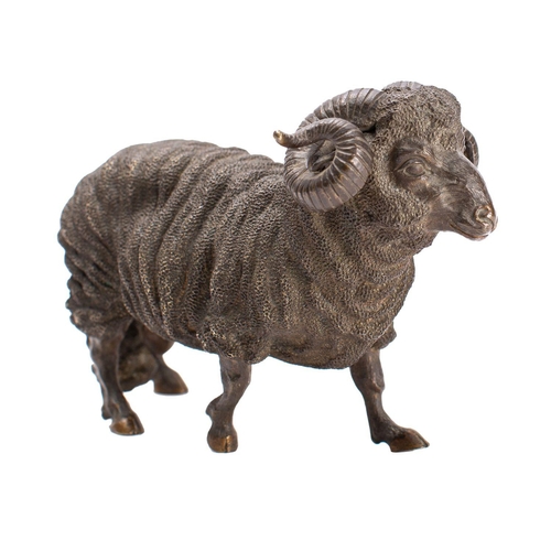 371 - A Continental bronze model of a ram, almost certainly Viennese, late 19th century; naturalistically ... 