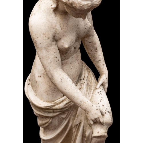 380 - EL von Weber, a marble model of a maiden with a hydria, late 19th century; portrayed as standing, he... 