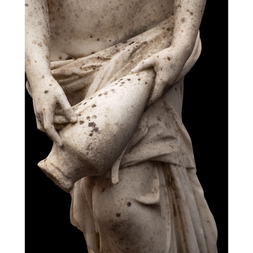 380 - EL von Weber, a marble model of a maiden with a hydria, late 19th century; portrayed as standing, he... 