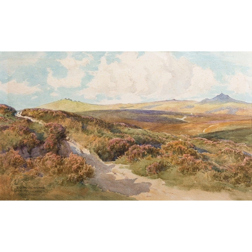 653 - Edwin Charles Pascoe Holman (British, 1882-1955) Link Tor and Hare Tor Dartmoor Watercolour 24.5 x 4... 