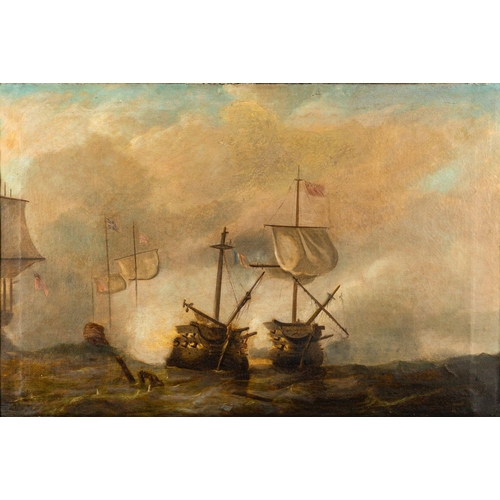 783 - British School (19th century) A naval battle scene, thought to represent the Battle of Trafalgar Oil... 