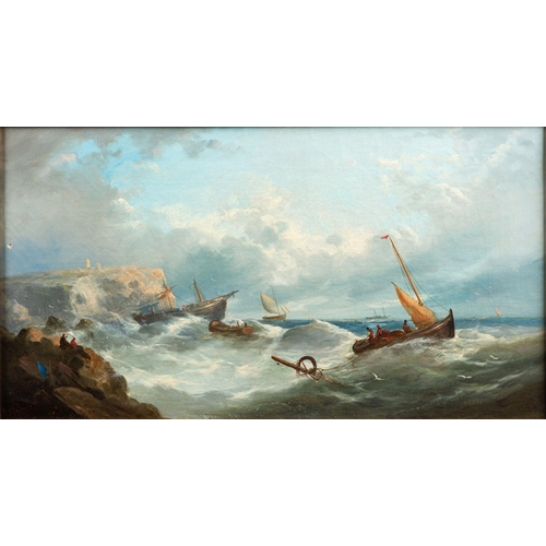 792 - William Henry Williamson (British, 1820-1883)  Shipwrecks off a stormy coast with other shipping A p... 