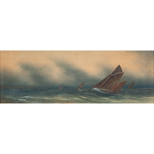 793 - M McGoveran (Irish, 19th/20th Century) Sailing boats off the coast A pair of watercolours Each 37 x ... 