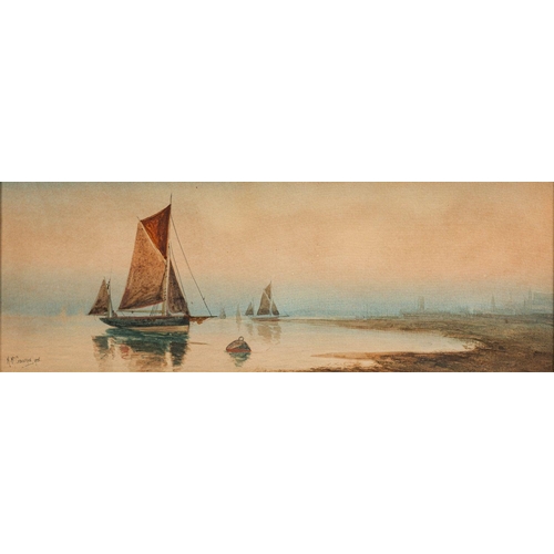 793 - M McGoveran (Irish, 19th/20th Century) Sailing boats off the coast A pair of watercolours Each 37 x ... 