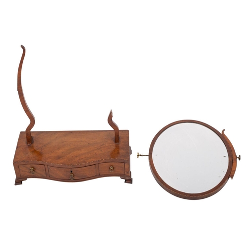 903 - A late George III mahogany dressing table mirror; early 19th century, the oval mirror with shaped up... 