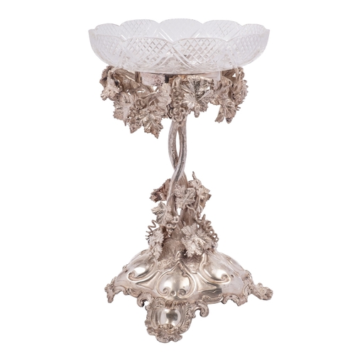 13 - An early 20th century silver plated table centrepiece, serial number W7876 to the base, entwined gra... 