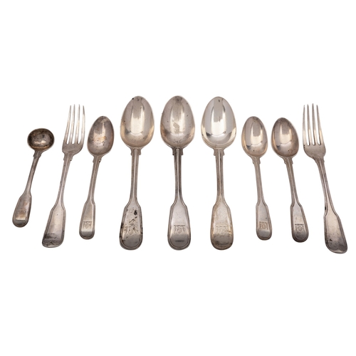 25 - A Victorian silver part canteen of flatware, maker George Adams, London, comprising three dessert sp... 