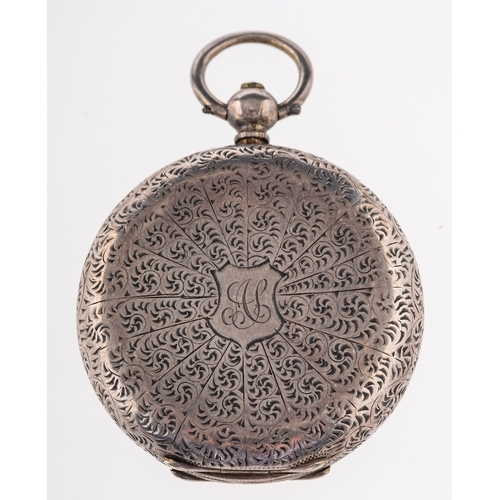 355 - A Victorian silver pocket watch, the dial with black Roman numerals and gilt decoration, the case wi... 