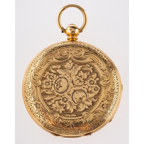 366 - Connell, London, a lady's gold open-face pocket watch the gold dial with engraved decoration to the ... 