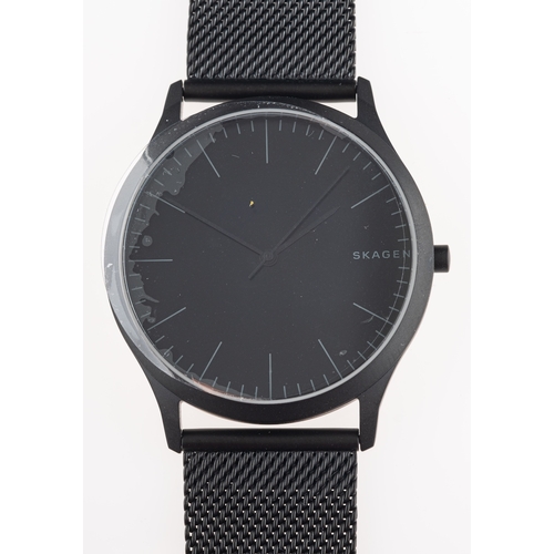 379 - Skagen a gentleman's wristwatch diameter 42mm. Fjord a gentleman's gold-plated wristwatch, the black... 