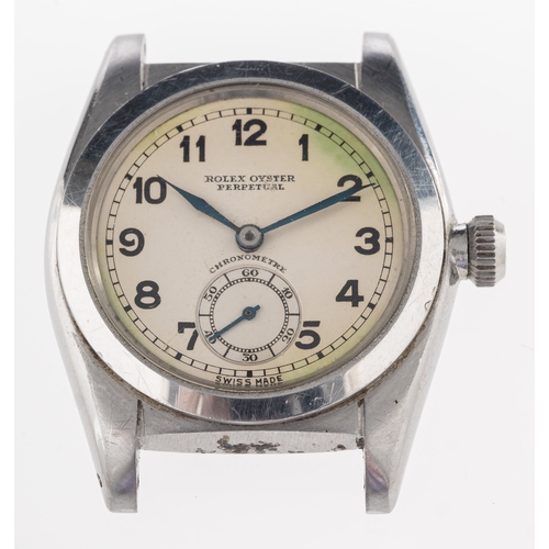 421 - Rolex Oyster Perpetual a gentleman's mid-1950s stainless steel wristwatch the dial with Arabic numer... 