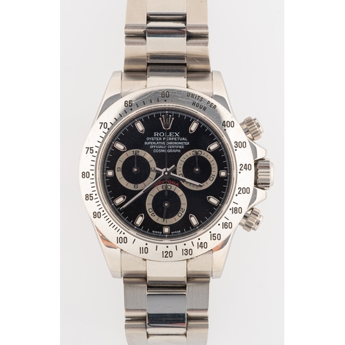 423 - Rolex Daytona a gentleman's stainless steel wristwatch, the black dial signed Rolex,Oyster Perpetual... 