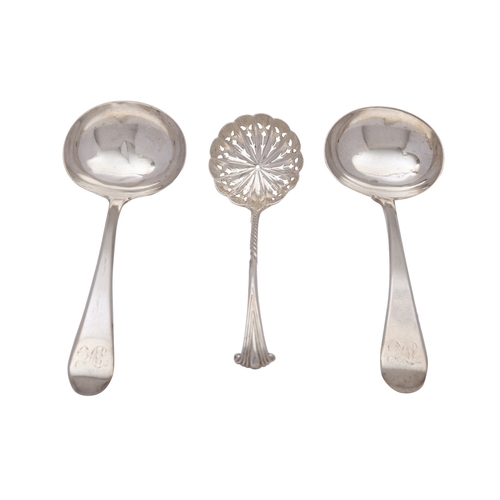 54 - A pair of George IV silver sauce ladles, Sarah and John William Blake, London 1820, Old English patt... 