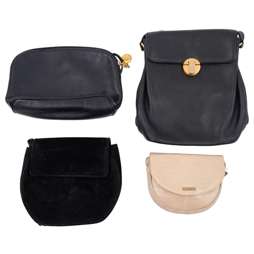 745 - Bernard Berger. A black leather satchel bag, together with a Prange (Italy) black felt evening bag, ... 