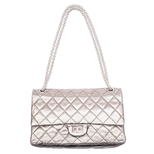 748 - Chanel. A Reissue classic 2.55 handbag, double flap quilted lambskin with silver tone hardware, 2008... 