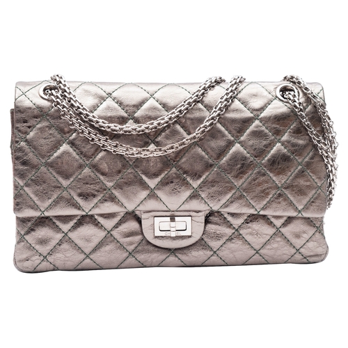 748 - Chanel. A Reissue classic 2.55 handbag, double flap quilted lambskin with silver tone hardware, 2008... 