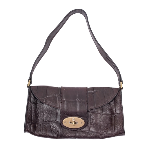 749 - Mulberry, A  Zinia Reptile Print brown leather  handbag with original labels.