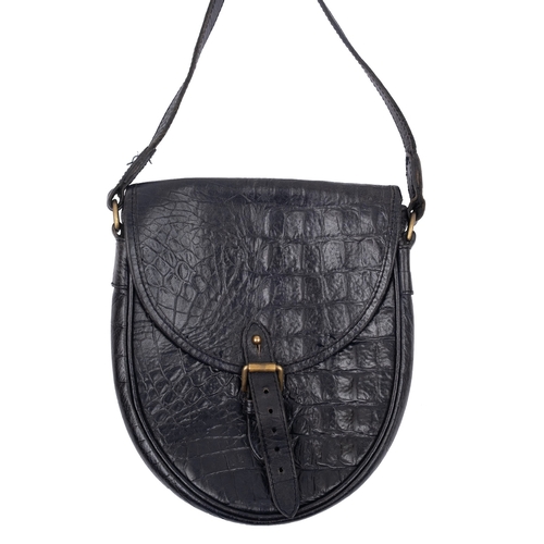 760 - Mulberry, A black leather crocodile effect Dispatch bag.